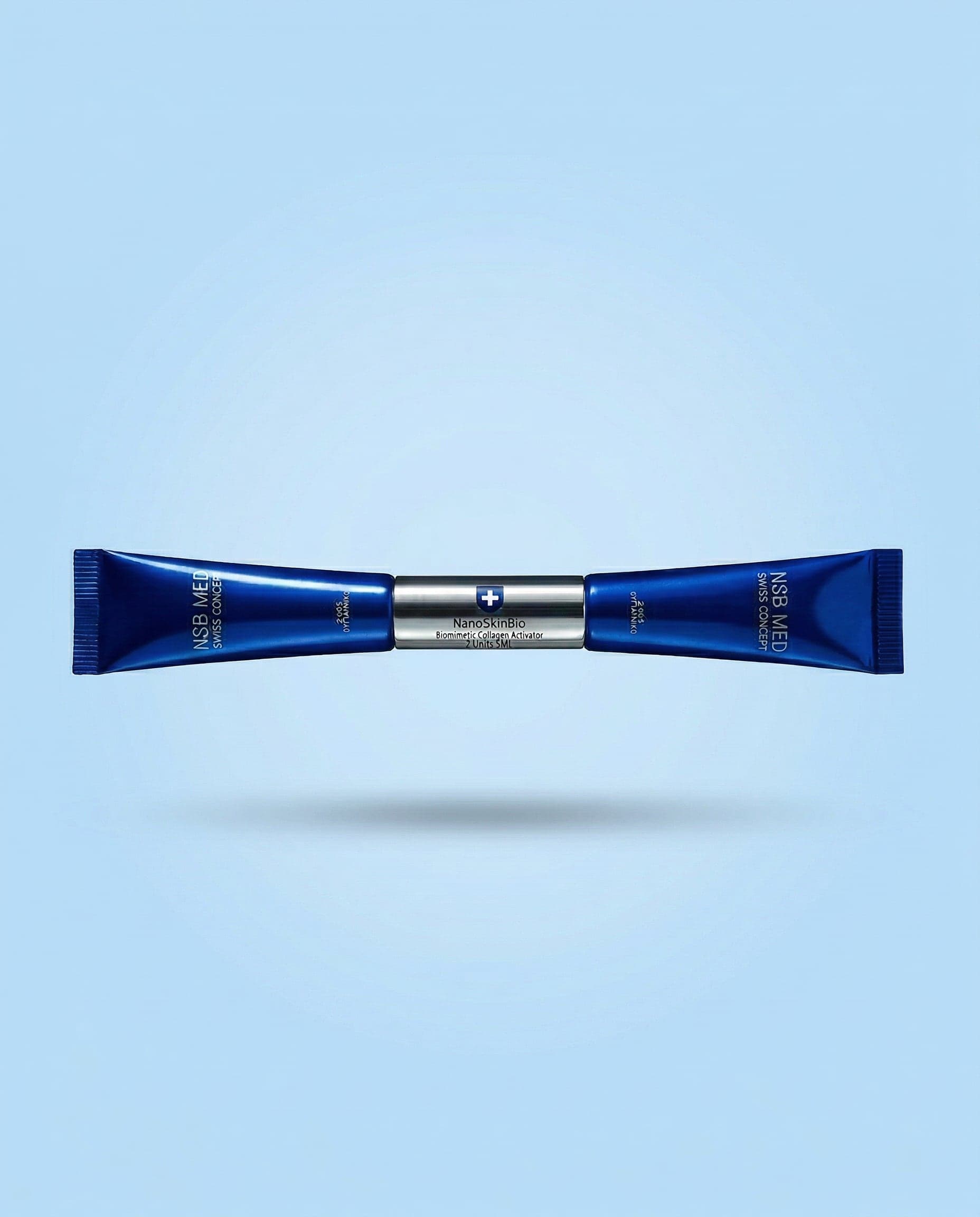 NanoSkinBio MED sobre fundo azul claro — fotografia de produto oficial